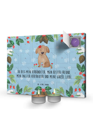 Mr. & Mrs. Panda raumduft adventskalender Hund Dame mit Spruch in Eisblau