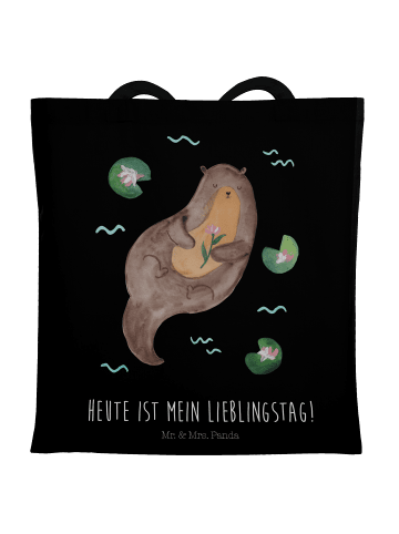 Mr. & Mrs. Panda Tasche Otter Seerose mit Spruch in Schwarz