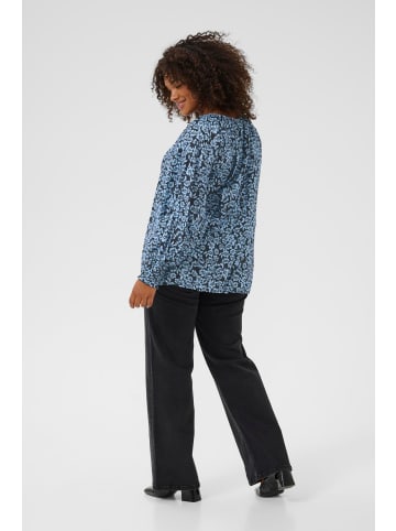 KAFFE curve Langarm-Bluse KCamina Regular fit in Black/Windsurfer Flower Print