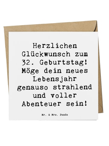 Mr. & Mrs. Panda Deluxe Karte Spruch 32. Geburtstag Abenteuer mi... in Weiß