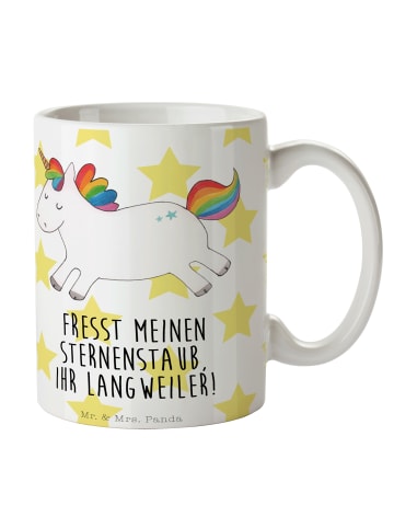 Mr. & Mrs. Panda Teetasse Einhorn Happy mit Spruch in Weiß