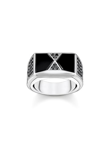 Thomas Sabo Ring Pyramidenform Schwarz in silber, schwarz