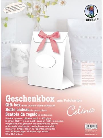 Buntpapierfabrik Ludwig Bähr Geschenkbox Celina 9,5x12,5x5cm Packung mit 5 Stück weiß
