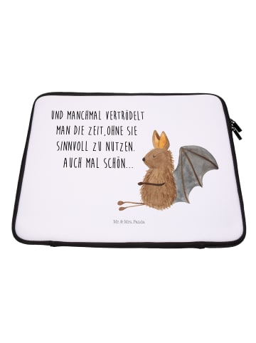 Mr. & Mrs. Panda Notebook Tasche Fledermaus Sitzen mit Spruch in Weiß