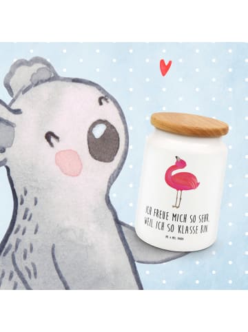 Mr. & Mrs. Panda Dose Flamingo Stolz mit Spruch in Weiß