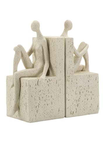 Mauro Ferretti Cremefarbene Buchstützen aus Kunstharz, 24 x 10 x 20,5 cm
