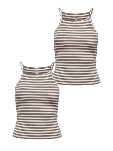 JACQUELINE de YONG Gestreiftes Tank Top 2-er Stück Ärmelloses Set JDYFRANSISKA in Hellbraun