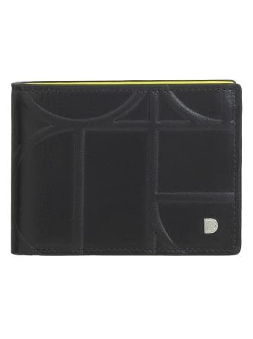 DuDu Up! Geldbörse RFID Schutz Leder 11 cm black-bright yellow