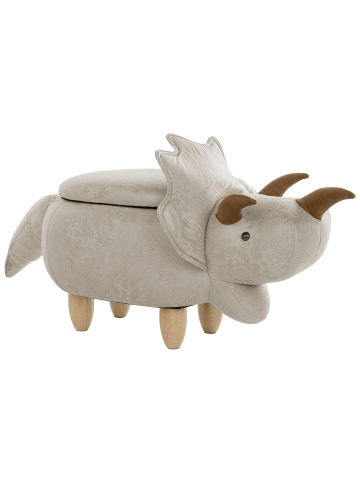 Beliani Tierhocker TRICERATOPS in Grau/Braun - (W) 92 x (H) 56 x (L) 42 cm