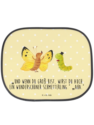Mr. & Mrs. Panda Sonnenblende Auto Raupe Schmetterling mit Spruch in Gelb Pastell