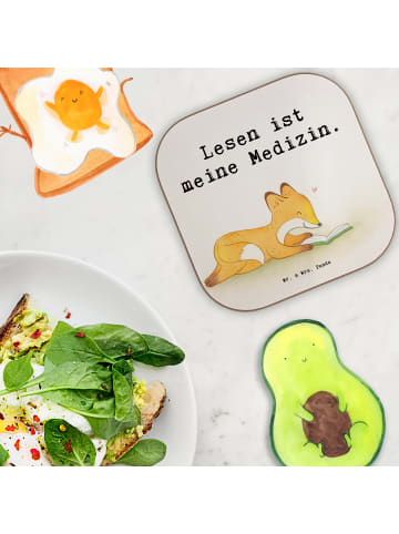 Mr. & Mrs. Panda Untersetzer Fuchs Lesen Design mit Spruch in Weiß