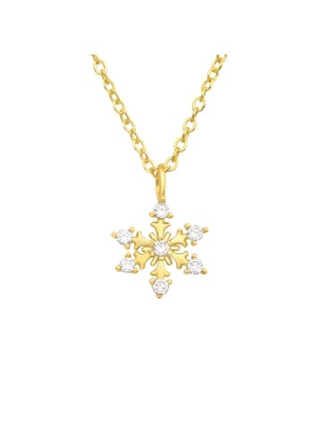 Alexander York Kette mit Anhänger SCHNEEFLOCKE in Gold aus 925 Sterling Silber, 2-tlg. in gold