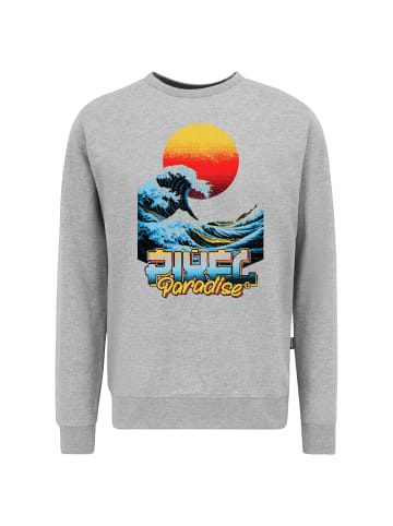 OLDSKULL Sweatshirt Retro Pixel Wave Logo Graphic in Heather Grey