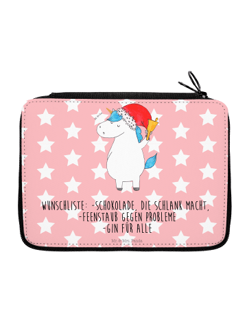 Mr. & Mrs. Panda Federmappe Einhorn Weihnachtsmann mit Spruch in Rot Pastell