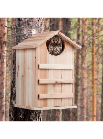 relaxdays Eulen Nistkasten in Natur - (B)25 x (H)38,5 x (T)28 cm