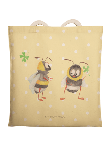 Mr. & Mrs. Panda Einkaufstasche Hummeln Kleeblatt ohne Spruch in Gelb Pastell