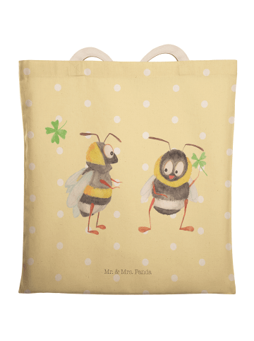 Mr. & Mrs. Panda Tasche Hummeln Kleeblatt ohne Spruch in Gelb Pastell