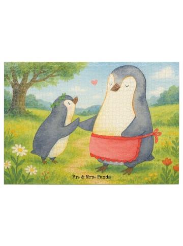 Mr. & Mrs. Panda Puzzle Pinguin mit Kind Design ohne Spruch in Weiß