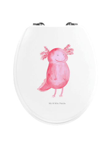 Mr. & Mrs. Panda Motiv WC Sitz Axolotl Glücklich ohne Spruch in Weiß