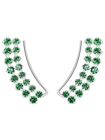 Alexander York Ohrringe EINHÄNGER Zirkonia 2-reihig emerald in 925 Sterling Silber, 2-tlg.