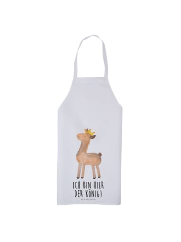 Mr. & Mrs. Panda Schürze Lama König mit Spruch in Weiß