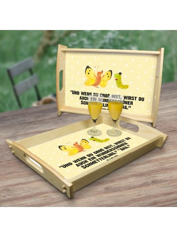 Mr. & Mrs. Panda Tablett Raupe Schmetterling mit Spruch in Gelb Pastell
