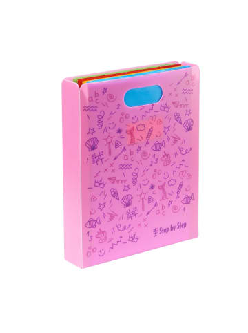 Step by Step Heftbox mit Tragegriff, transparent, bis DIN A4 in Pink
