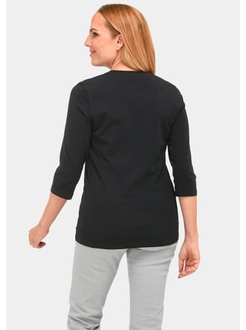 GOLDNER Baumwollshirt mit Schmucksteinen in schwarz