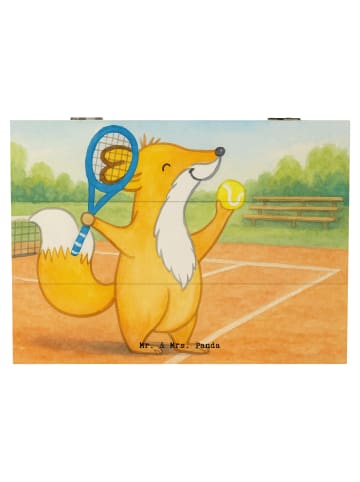 Mr. & Mrs. Panda Box Fuchs Tennis spielen Design ohne Spruch in Weiß