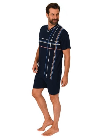 NORMANN kurzarm Schlafanzug Shorty Pyjama - 80486 in navy