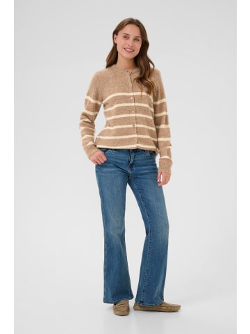 CULTURE Strickjacke CUkatrina Casual fit in Tannin Melange/White Stripe