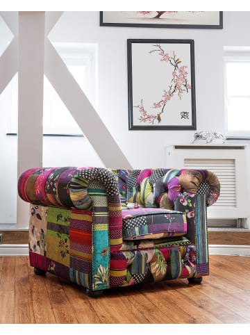 Beliani Sessel CHESTERFIELD in Bunt/Lila/Blau - (W) 108 x (H) 71 x (L) 95 cm