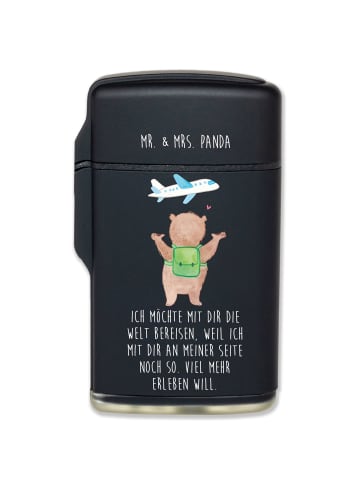 Mr. & Mrs. Panda Feuerzeug Bär Flugzeug mit Spruch in Schwarz