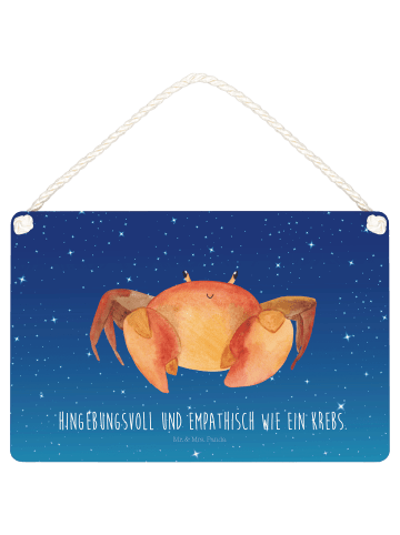 Mr. & Mrs. Panda Schild Sternzeichen Krebs mit Spruch in Sternenhimmel Blau