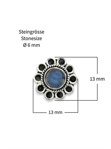 mantraroma 925er Silber - Ohrstecker (L) 13 x (B) 13 mm mit Mondstein