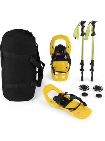 COSTWAY Schneeschuhe Kinder mit Steighilfe Schuhgröße 26-38 in Gelb