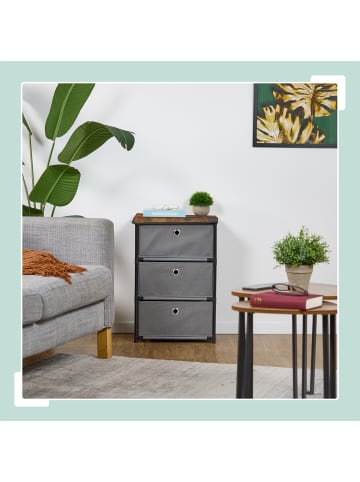 relaxdays Kommode in Grau/ Braun- (B)43 X (H)65 x (T)33 cm