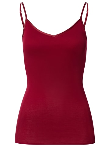 Hanro Spaghetti Top Cotton Seamless in Red dahlia