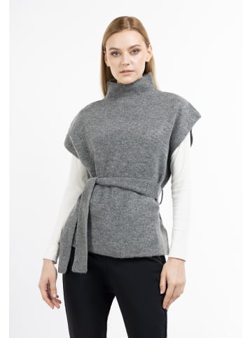 DreiMaster Klassik Strick Poncho in Grau Melange