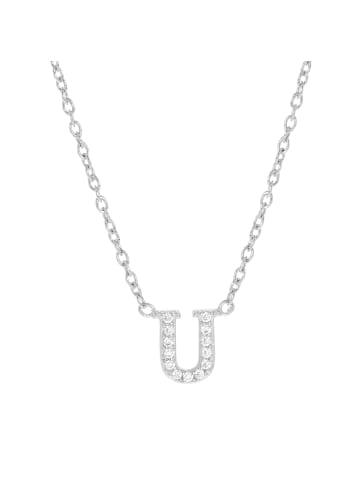 Lucardi 925 Silber Halskette "Buchstabe U" Buchstabe