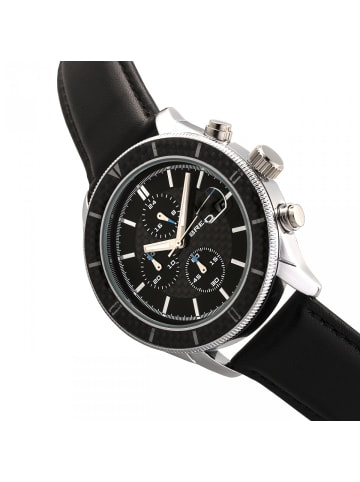 Breed Maverick Chronograph Lederarmbanduhr mit Datumsanzeige in Silver/Black