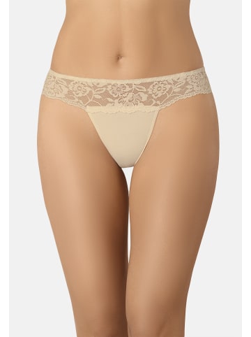 Teyli Damen Tanga mit floraler Spitze Comfo in beige