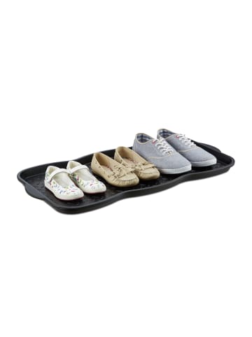 relaxdays 10x Schuhabtropfschale in Schwarz - (B)75 x (H)3 x (T)38 cm
