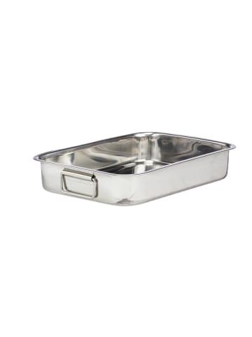 relaxdays 2tlg. Bräter in Silber - (B)38 x (H)6,5 x (T)27 cm
