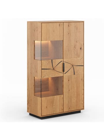 Feldmann-Wohnen Vitrine Tirano Eiche Natur / Hirnholz 83 / 39 / 147cm