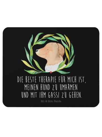 Mr. & Mrs. Panda Mauspad Hund Blumen mit Spruch in Schwarz