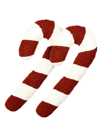 Beliani 2er-Set Dekokissen CANDY CANE in Rot/Weiß