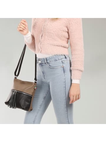 Florence Florence Umhängetasche Leder taupe, schwarz ca. 30cm