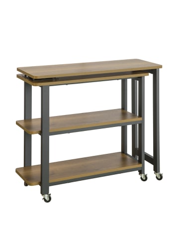 SoBuy Beistelltisch in Walnuss-Holzoptik matt - (W) 30 x (H) 69 x (L) 80 cm
