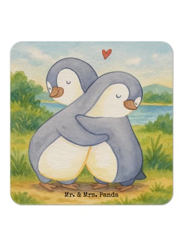 Mr. & Mrs. Panda Untersetzer Pinguine Kuscheln Design ohne Spruch in Weiß